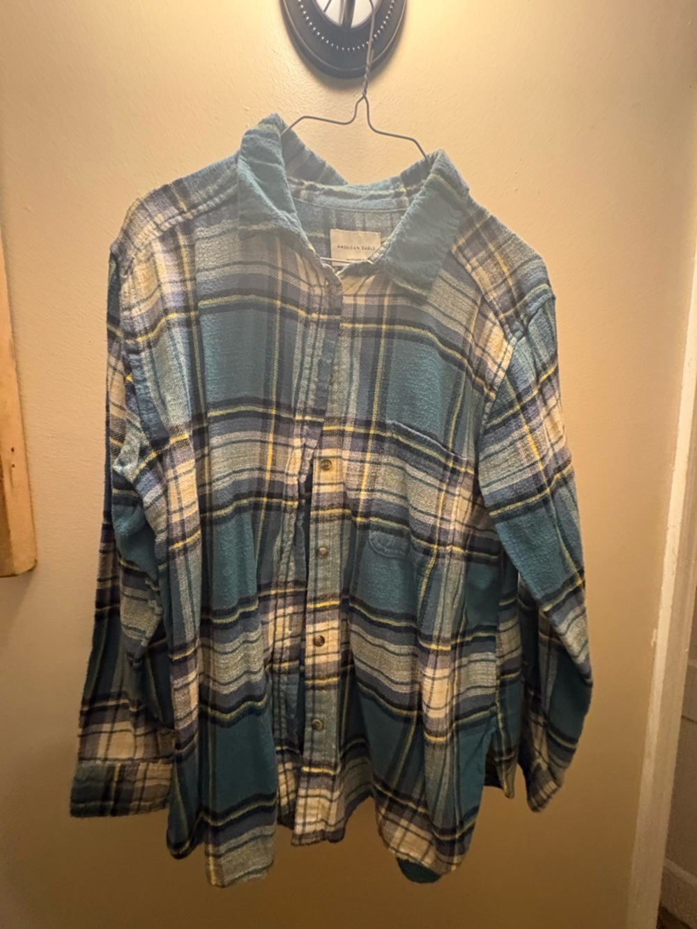 Women’s Blue Plaid Button-Up Shirt